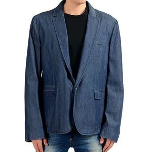 Dolce & Gabbana D&G Men's Blue Denim One Button Blazer Sport Coat